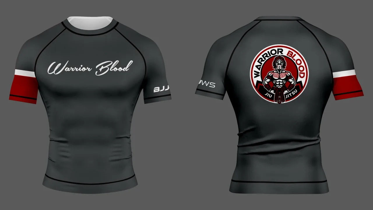Warrior Blood Rashguard - Red/Gray