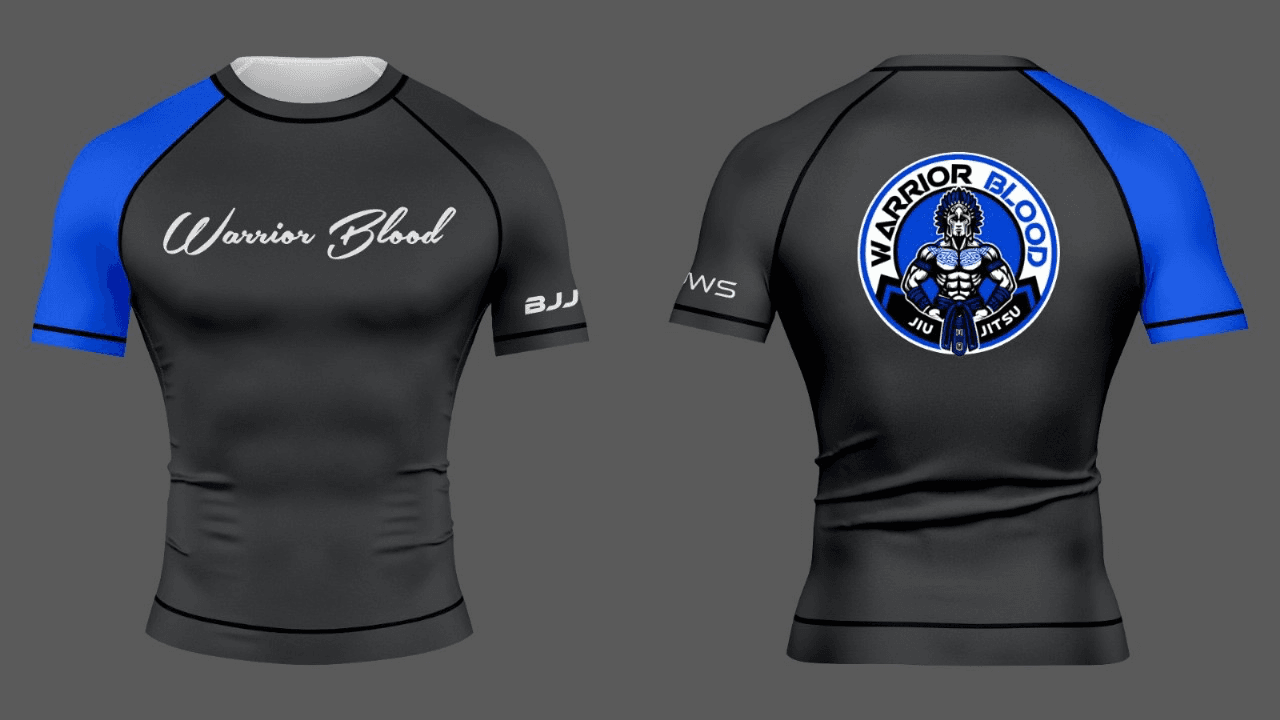 Warrior Blood Rashguard - Blue/Gray
